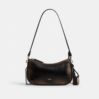 Coach Waverly Bag In Loved Leather Silver Black Brown