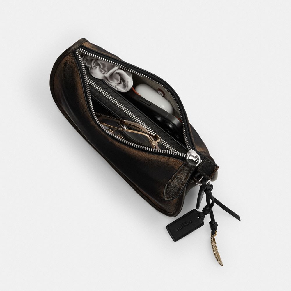 Coach Waverly Bag In Loved Leather Silver Black Brown