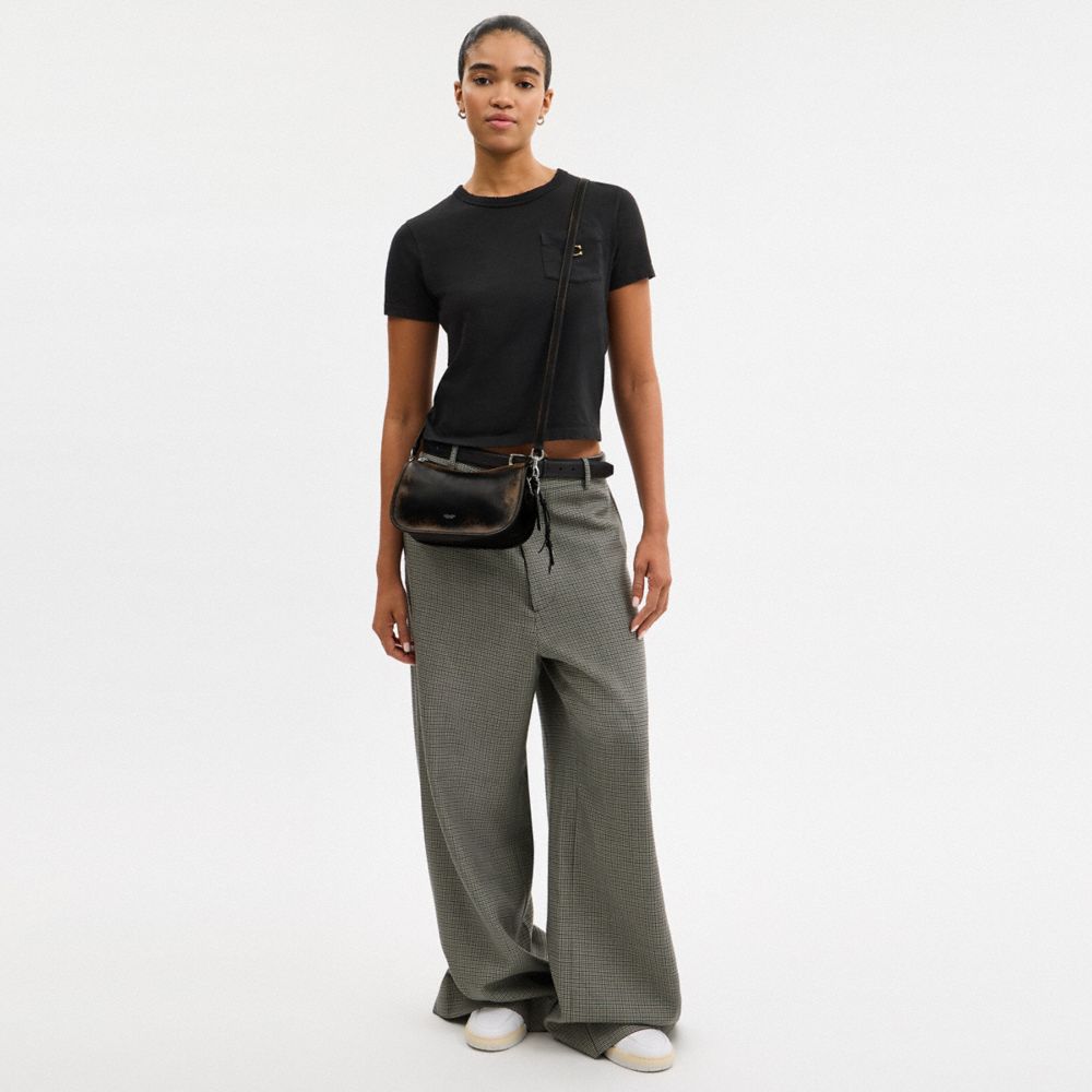 Coach Waverly Bag In Loved Leather Silver Black Brown