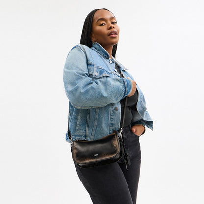 Coach Waverly Bag In Loved Leather Silver Black Brown