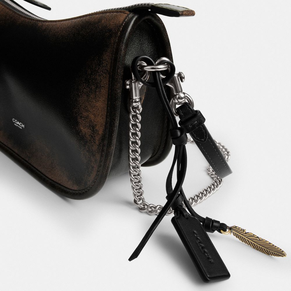 Coach Waverly Bag In Loved Leather Silver Black Brown