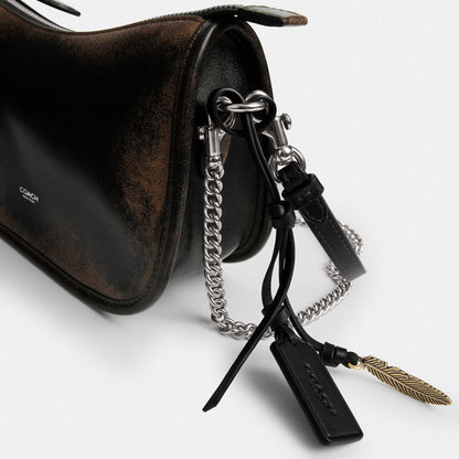 Coach Waverly Bag In Loved Leather Silver Black Brown