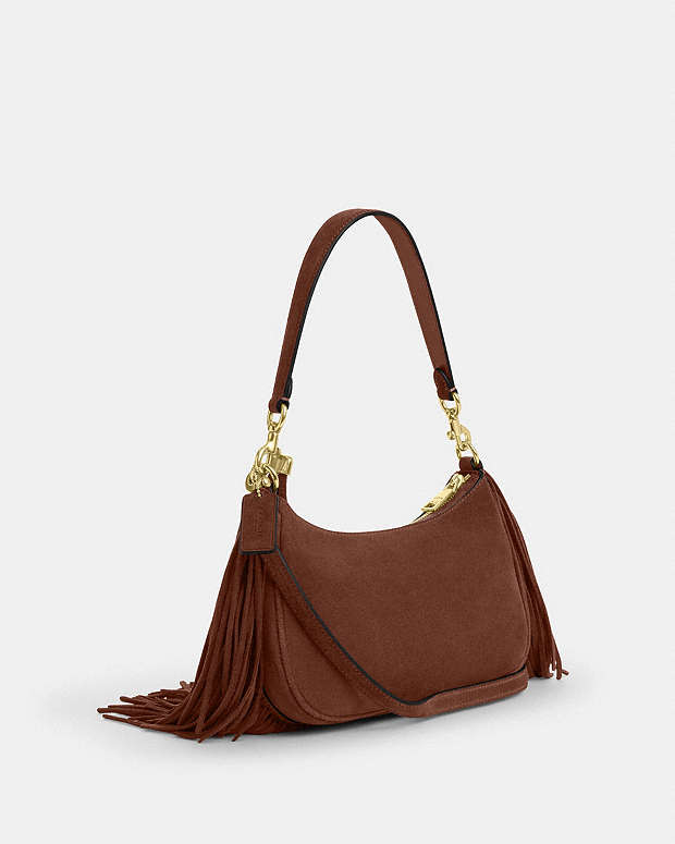 Teri Shoulder Bag With Fringe Suede-Im-Vintage Brown Suede-Im-Vintage Brown