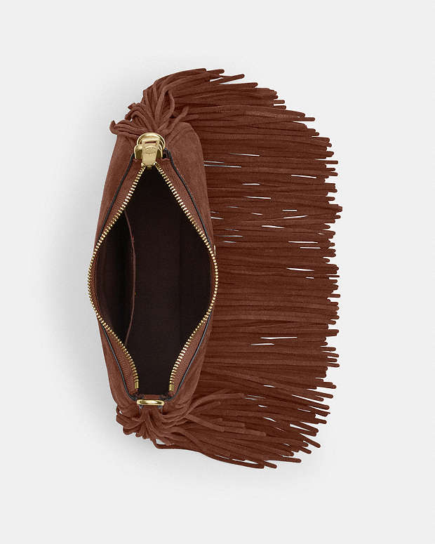 Teri Shoulder Bag With Fringe Suede-Im-Vintage Brown Suede-Im-Vintage Brown