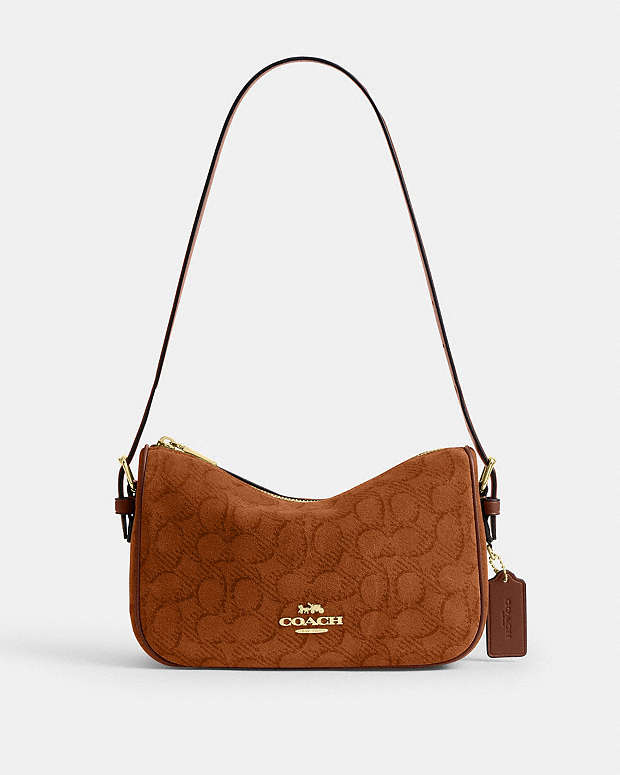 Kailey Shoulder Bag In Signature Suede Suede-Im-Caramel Suede-Im-Caramel
