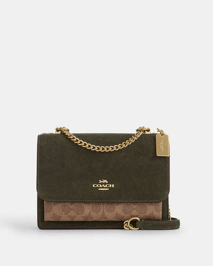 Klare Crossbody Bag In Signature Canvas Suede-Im-Army Green-Tan Suede-Im-Army Green-Tan