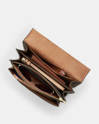 Klare Crossbody Bag In Signature Canvas Suede-Im-Army Green-Tan Suede-Im-Army Green-Tan