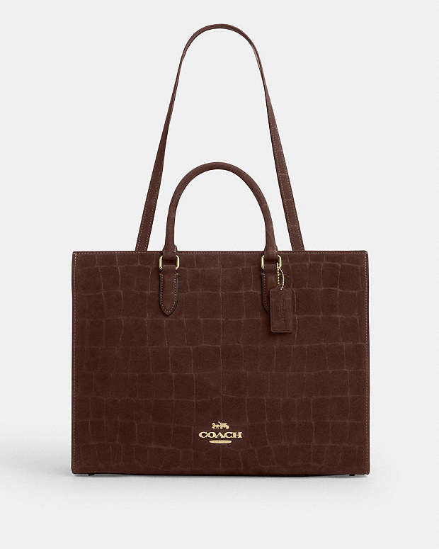 Maggie Tote Bag Embossed Crocodile-Gold-Maple Embossed Crocodile-Gold-Maple