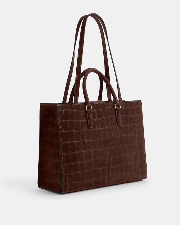 Maggie Tote Bag Embossed Crocodile-Gold-Maple Embossed Crocodile-Gold-Maple