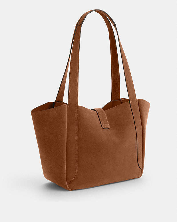Hadley Turnlock Tote Bag Suede-Gold-Sienna Suede-Gold-Sienna