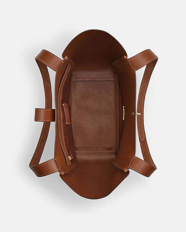 Hadley Turnlock Tote Bag Suede-Gold-Sienna Suede-Gold-Sienna