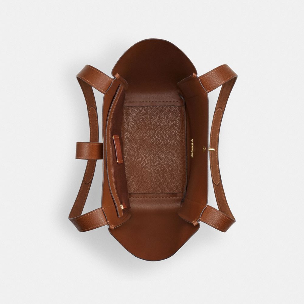 Coach Hadley Turnlock Tote Bag Gold Sienna