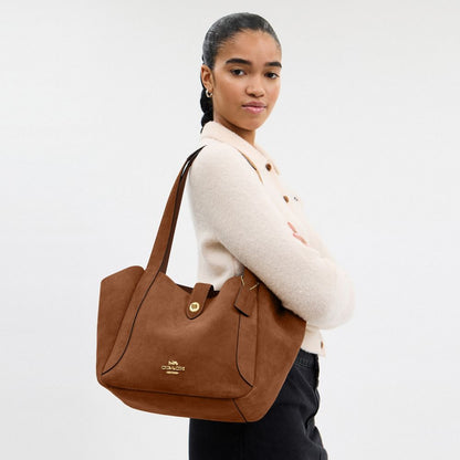 Coach Hadley Turnlock Tote Bag Gold Sienna