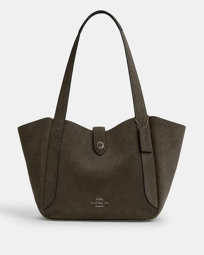Hadley Turnlock Tote Bag Suede-Qb-Army Green Suede-Qb-Army Green
