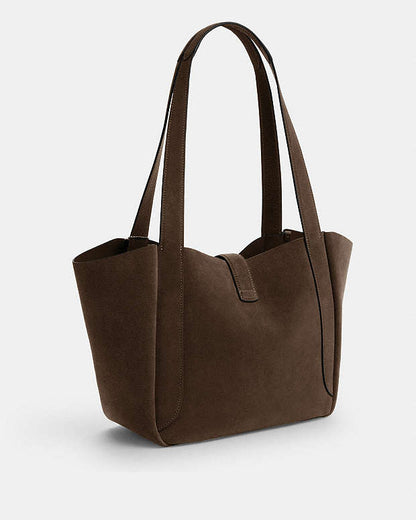 Hadley Turnlock Tote Bag Suede-Qb-Army Green Suede-Qb-Army Green