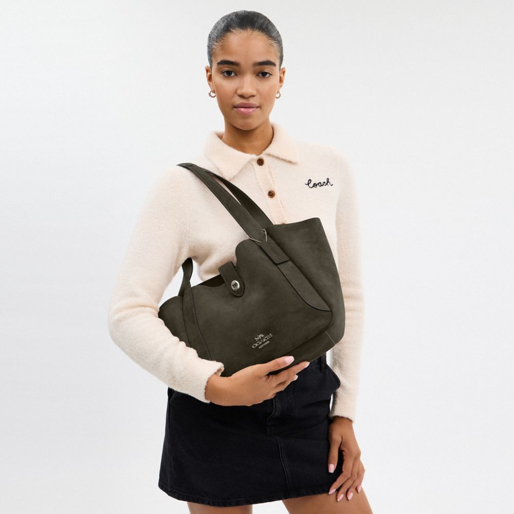 Coach Hadley Turnlock Tote Bag Gunmetal