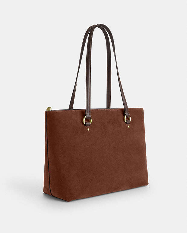 Station Tote Bag Suede-Im-Vintage Brown Suede-Im-Vintage Brown