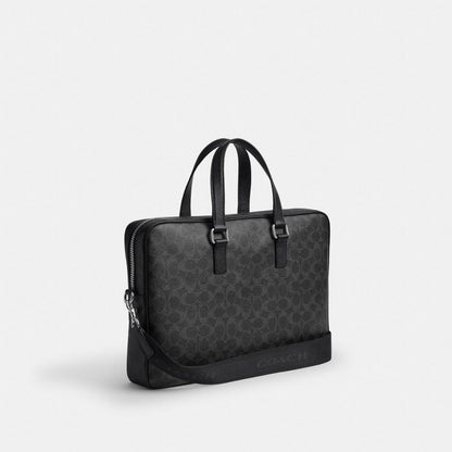 Coach Caden Brief Bag In Signature Canvas Black Signature