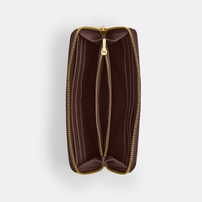 Coach Essential Slim Accordion Zip Wallet In Signature Jacquard Brass Oak Maple