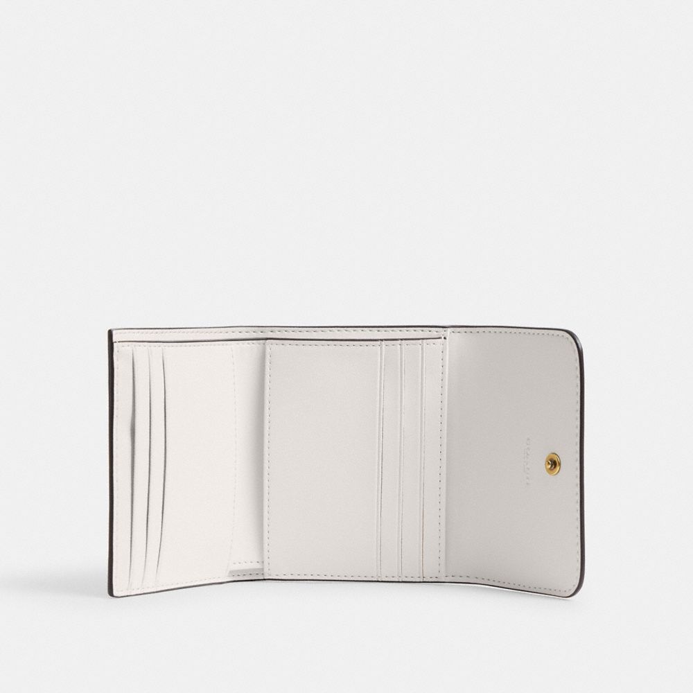 Coach Mila Small Flap Wallet With Sticker Print Brass Chalk Multi