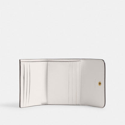 Coach Mila Small Flap Wallet With Sticker Print Brass Chalk Multi