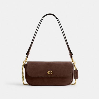 Coach Brook Flap Chain Bag Brass Dark Chocolate