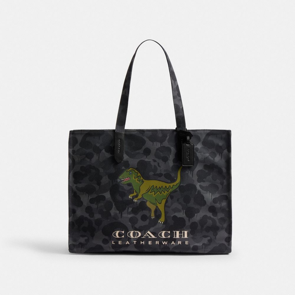 Coach Tote With Camo Print And Rexy Charcoal Multi