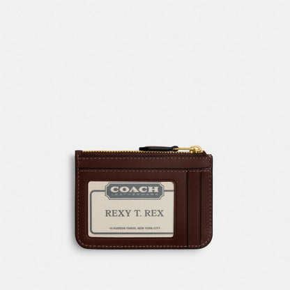 Coach Essential Mini Id Card Case In Signature Jacquard Brass Oak Maple