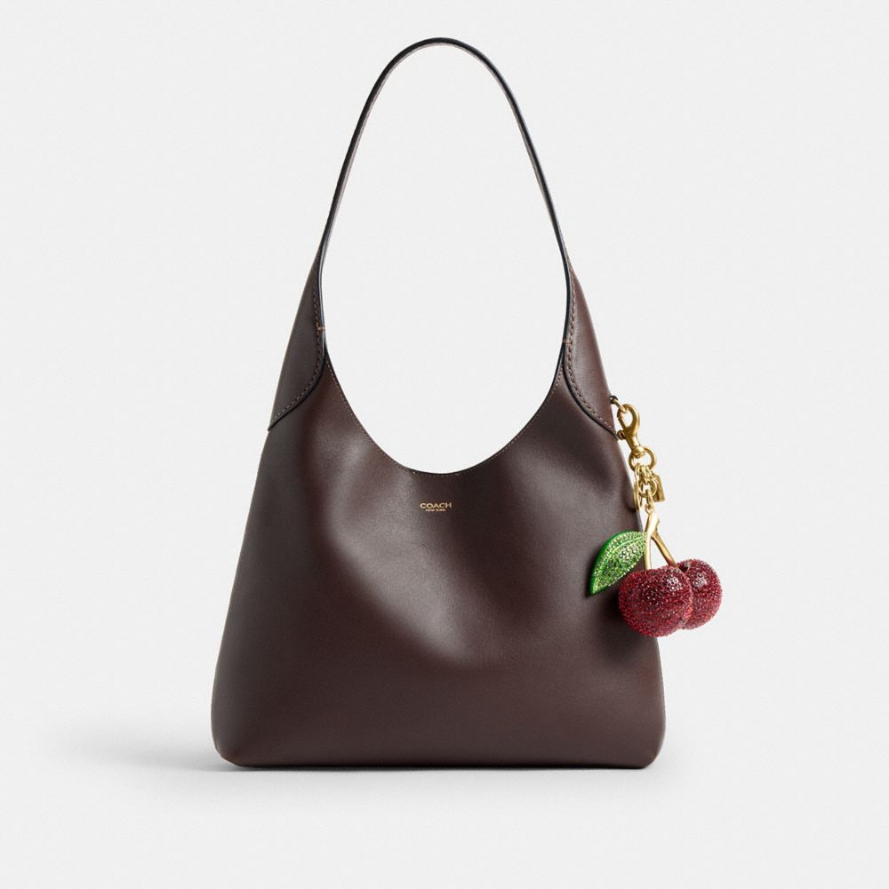 Coach Large Crystal Cherry Bag Charm Brass Red