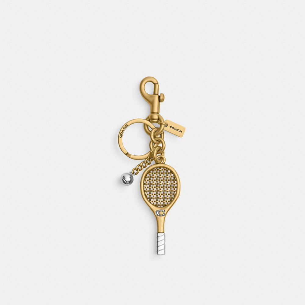 Small Tennis Racket Bag Charm Brass-Brass Brass-Brass