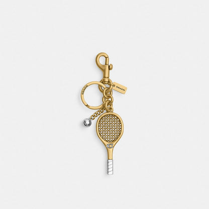 Small Tennis Racket Bag Charm Brass-Brass Brass-Brass