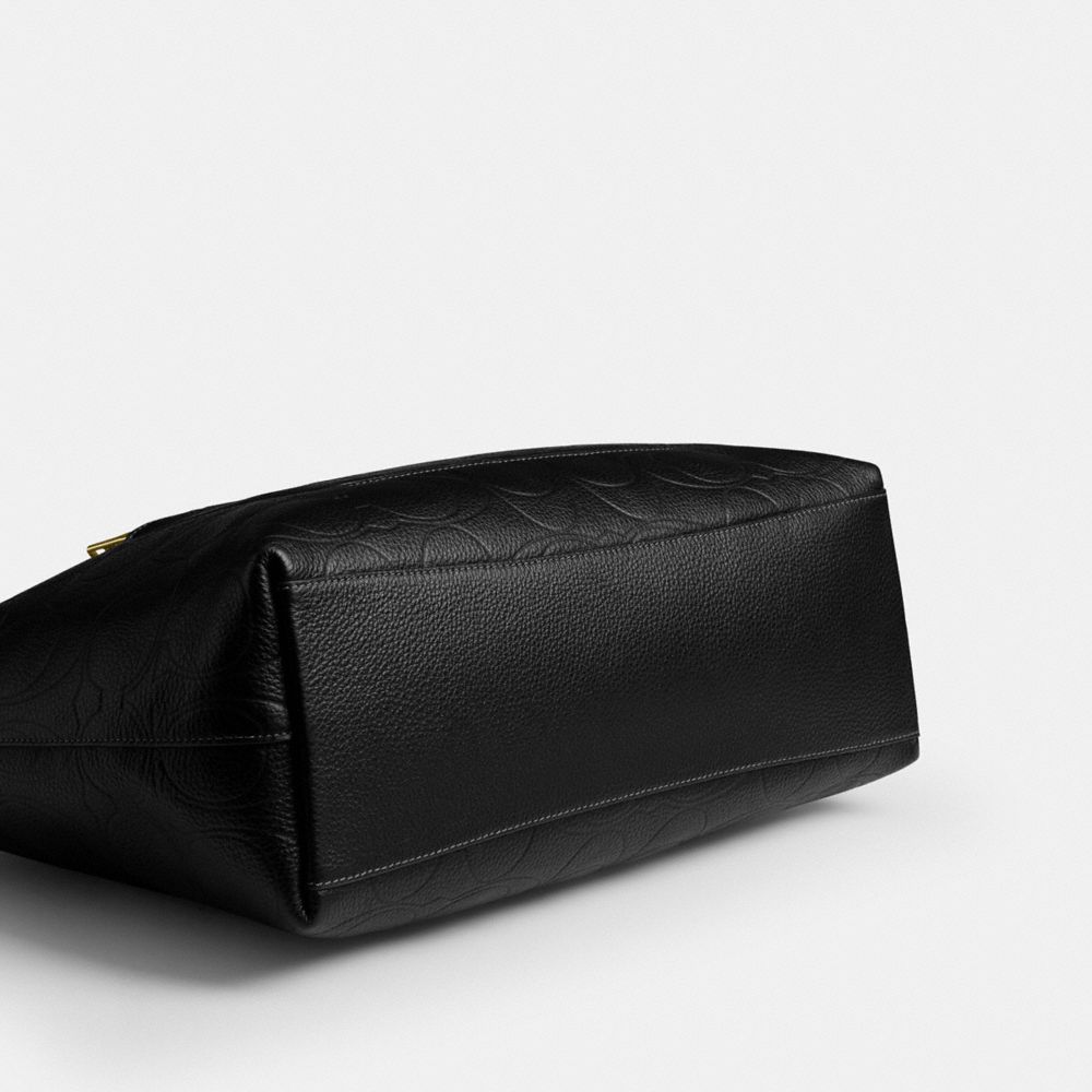 Coach Station Tote Bag In Signature Leather Gold Black