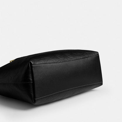 Coach Station Tote Bag In Signature Leather Gold Black