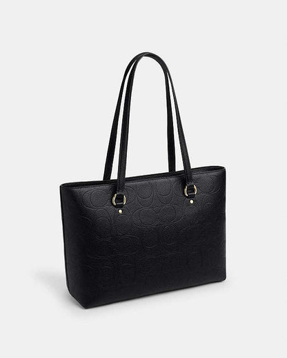 Station Tote Bag In Signature Leather Pebbled Leather-Gold-Black Pebbled Leather-Gold-Black