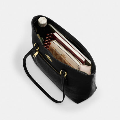 Coach Station Tote Bag In Signature Leather Gold Black