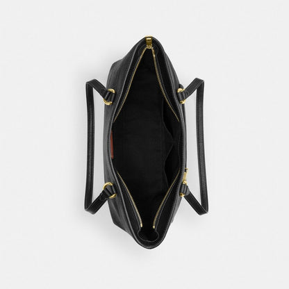 Station Tote Bag In Signature Leather Pebbled Leather-Gold-Black Pebbled Leather-Gold-Black