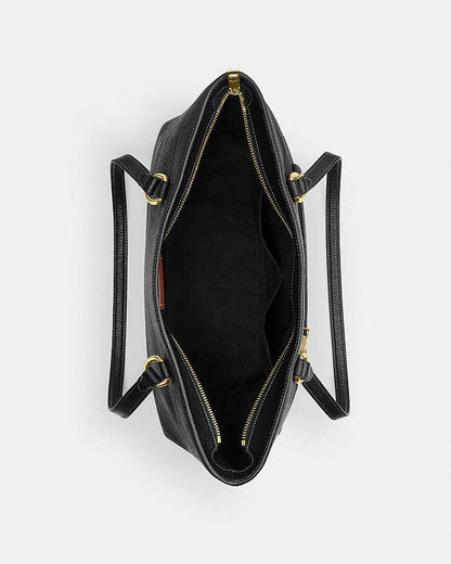 Station Tote Bag In Signature Leather Pebbled Leather-Gold-Black Pebbled Leather-Gold-Black
