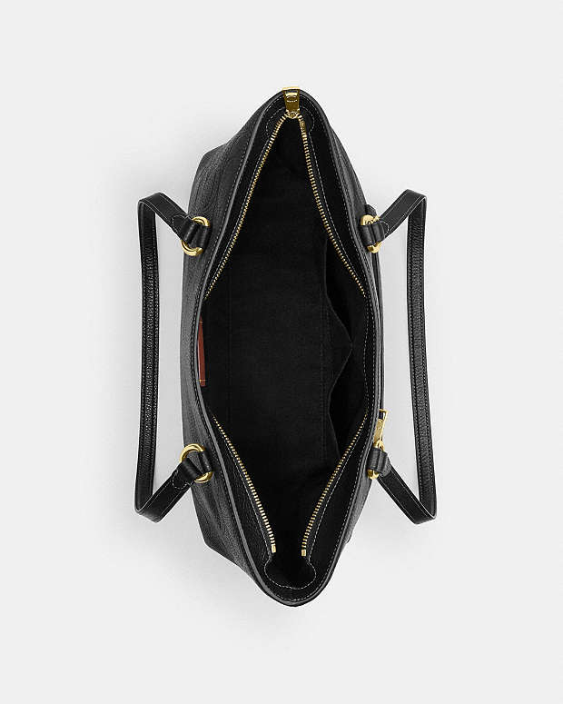 Station Tote Bag In Signature Leather Pebbled Leather-Gold-Black Pebbled Leather-Gold-Black