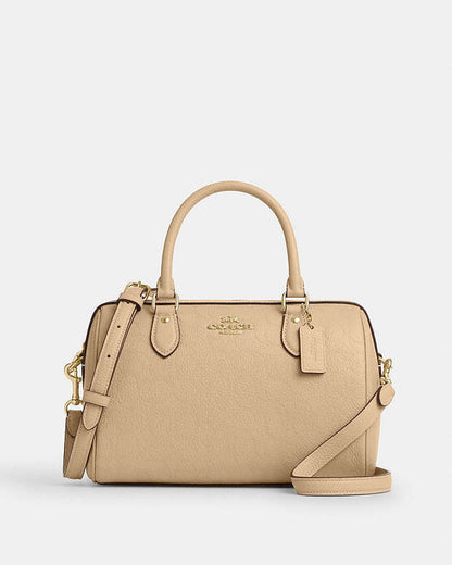 Rowan Satchel Bag In Signature Leather Pebbled Leather-Im-Oat Pebbled Leather-Im-Oat