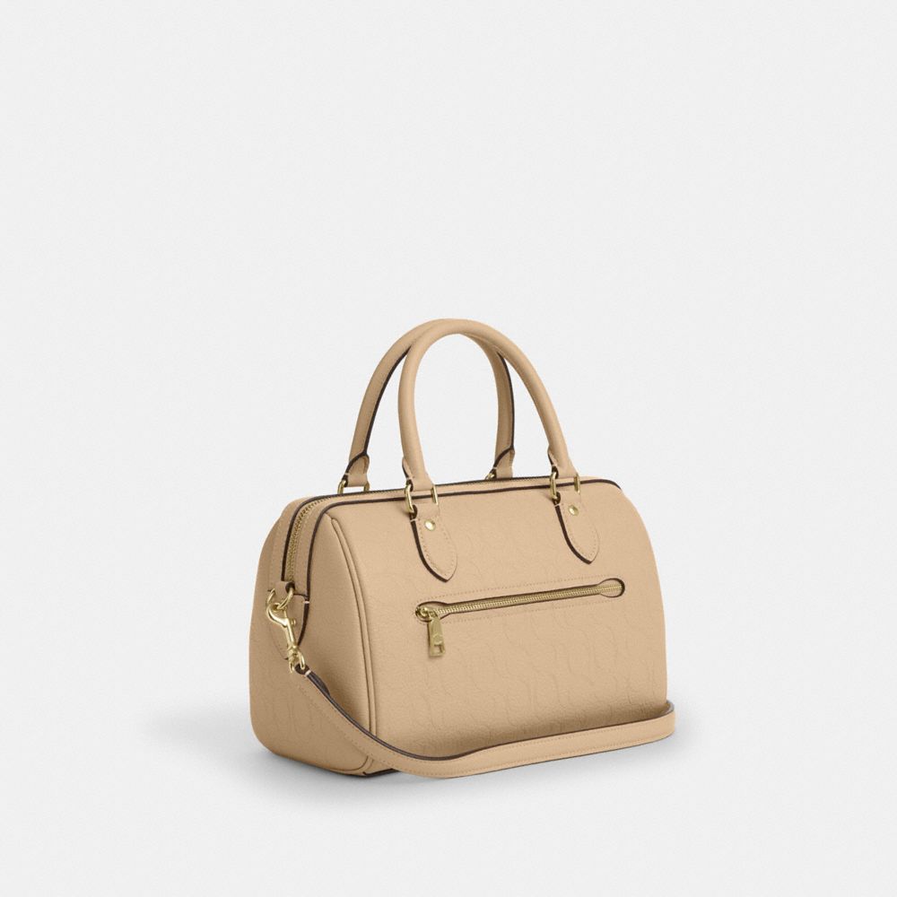 Coach Rowan Satchel Bag In Signature Leather Gold