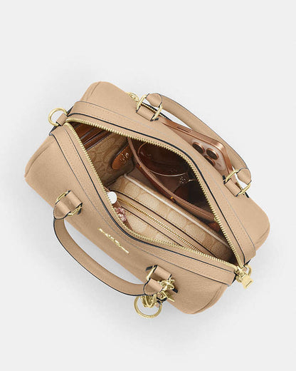 Rowan Satchel Bag In Signature Leather Pebbled Leather-Im-Oat Pebbled Leather-Im-Oat