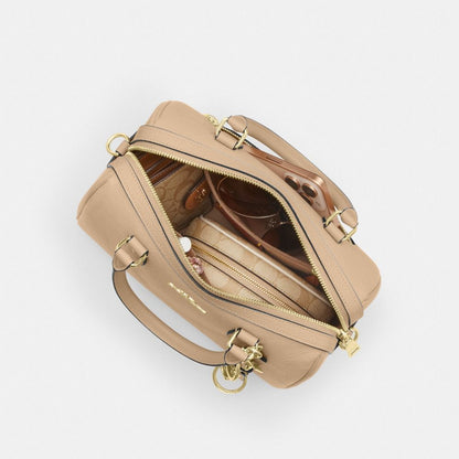 Coach Rowan Satchel Bag In Signature Leather Gold Oat