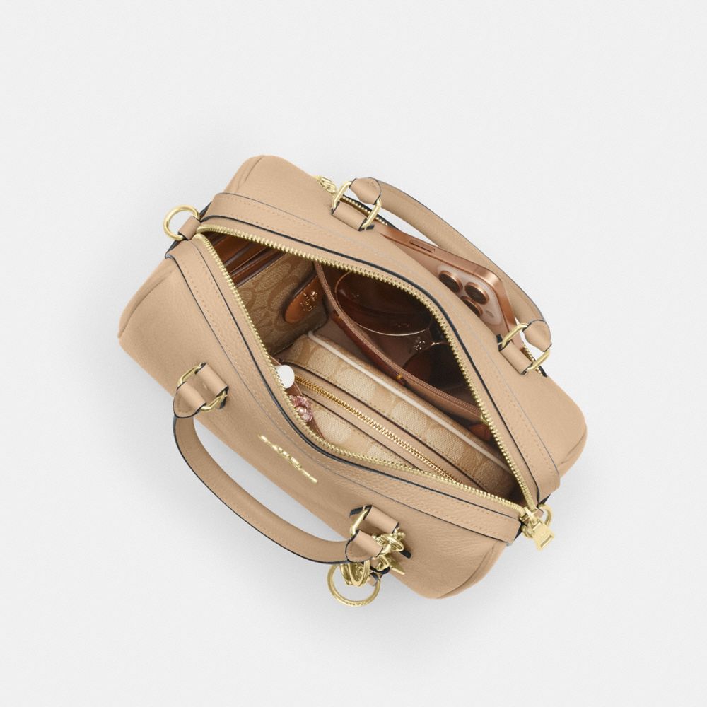 Coach Rowan Satchel Bag In Signature Leather Gold
