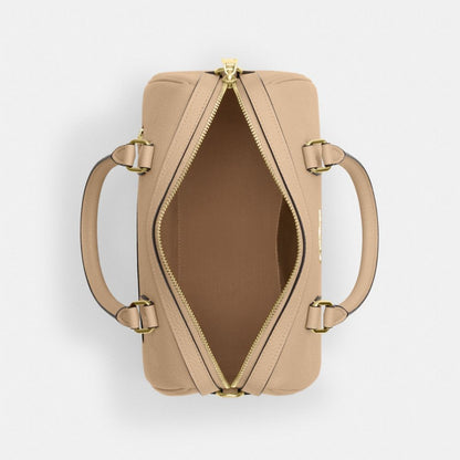 Coach Rowan Satchel Bag In Signature Leather Gold Oat