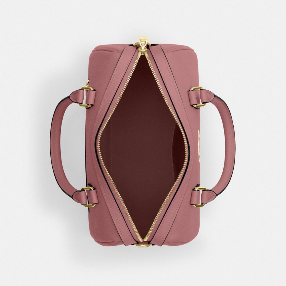 Coach Rowan Satchel Bag In Signature Leather Gold Peony