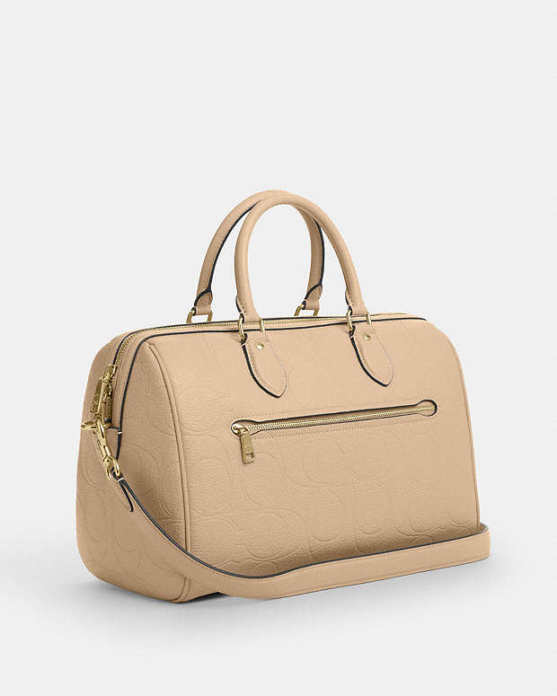 Rowan Large Satchel Bag In Signature Leather Pebbled Leather-Im-Oat Pebbled Leather-Im-Oat