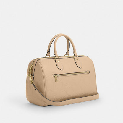 Coach Rowan Large Satchel Bag In Signature Leather Gold
