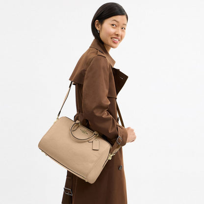 Coach Rowan Large Satchel Bag In Signature Leather Gold