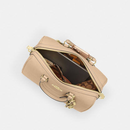 Coach Rowan Large Satchel Bag In Signature Leather Gold