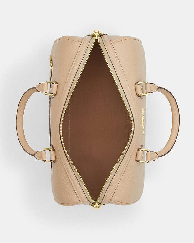 Rowan Large Satchel Bag In Signature Leather Pebbled Leather-Im-Oat Pebbled Leather-Im-Oat